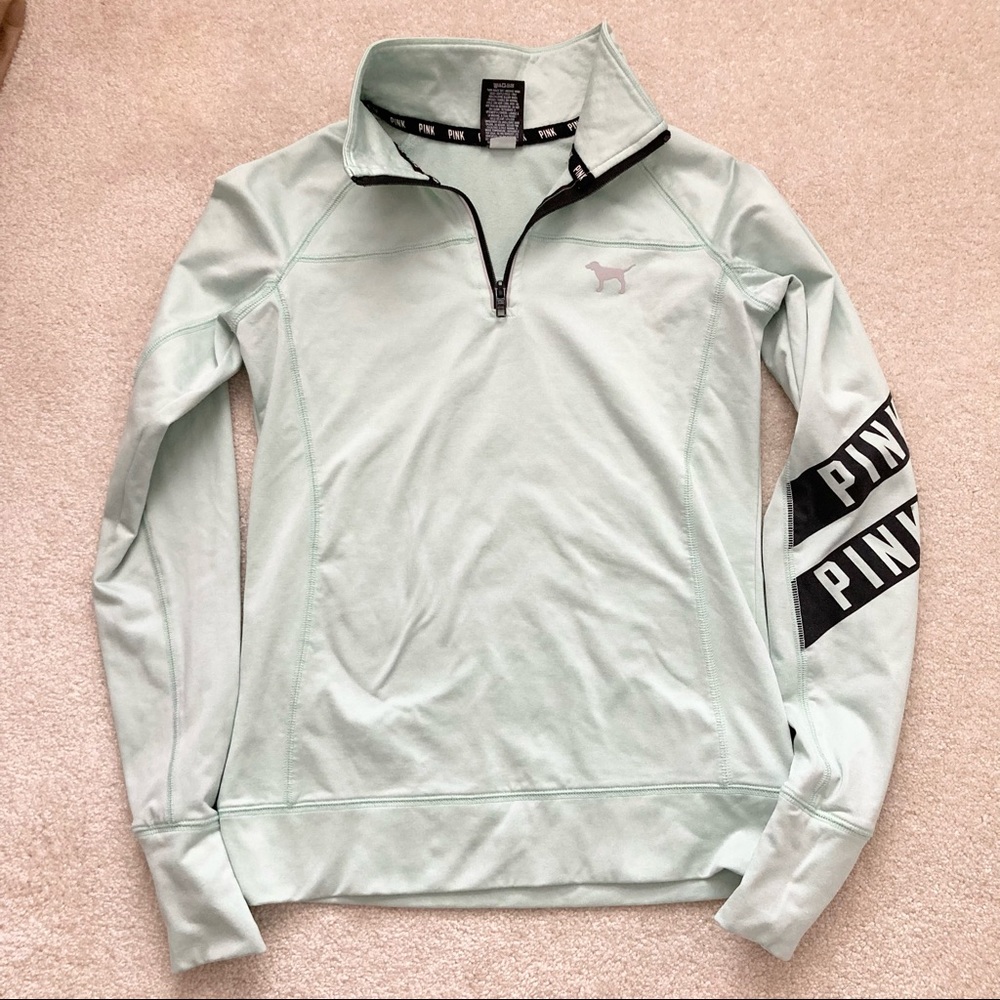 Vs pink womens xs mint quarter zip pullover polyester green campus casual